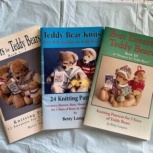 Set of Three Knitting Sweaters for Teddy Bears Pattern Books by Betty Lampen